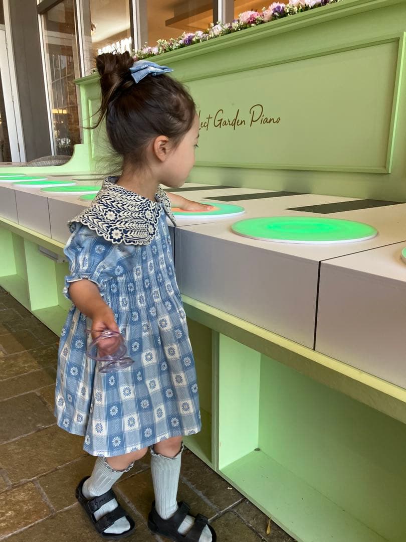 Bonjour bonjour diary ワンピース 4Y 水色　花柄