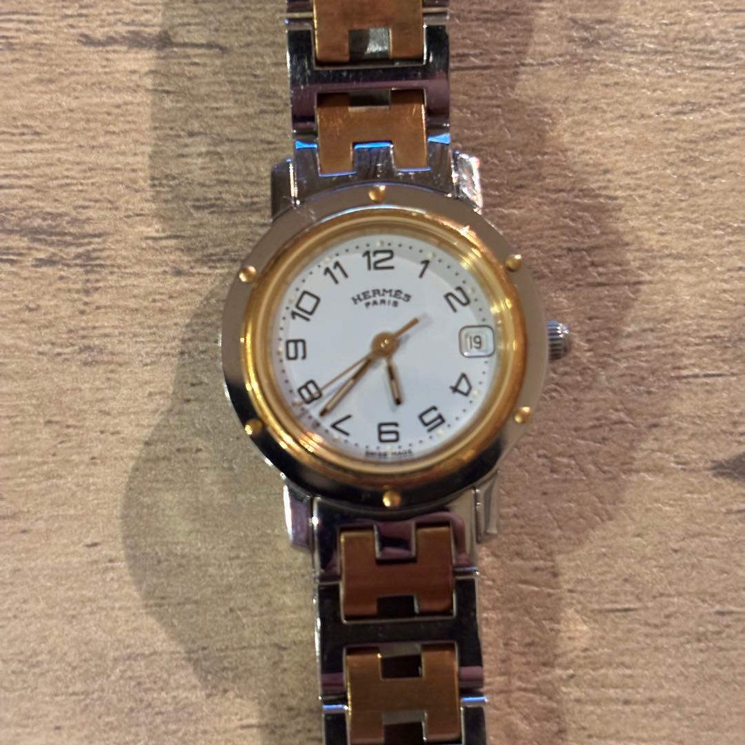 エルメス クリッパー CL4.220 レディース 白文字盤 コンビ クォーツ