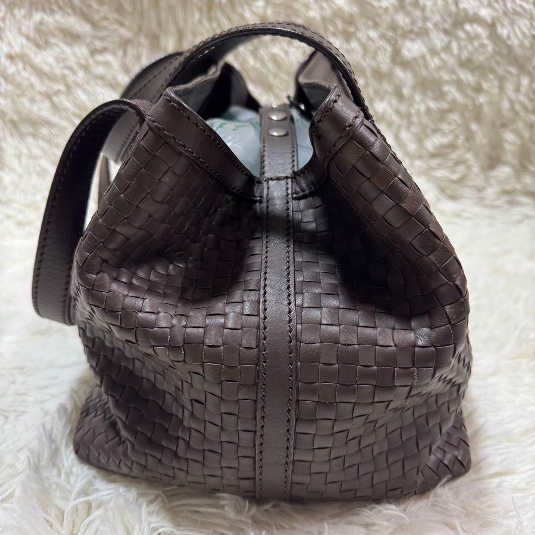 Max Mara トートバッグ　イントレチャート　カラー(ダークブラウン)