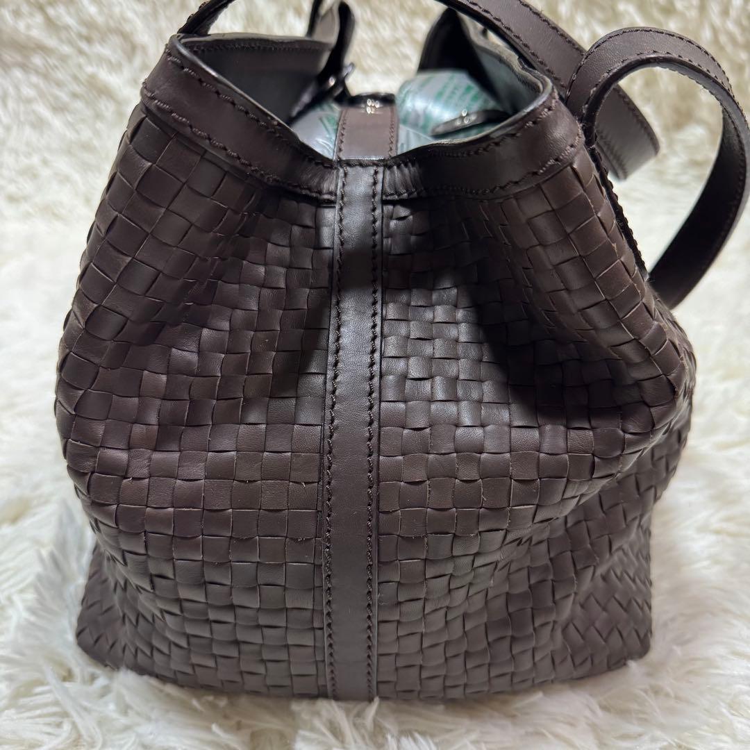 Max Mara トートバッグ　イントレチャート　カラー(ダークブラウン)