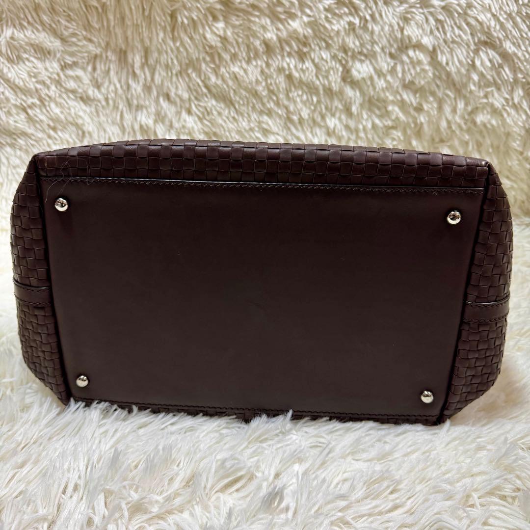 Max Mara トートバッグ　イントレチャート　カラー(ダークブラウン)