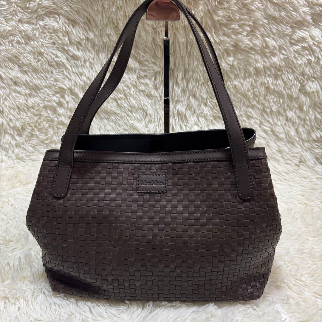 Max Mara トートバッグ　イントレチャート　カラー(ダークブラウン)
