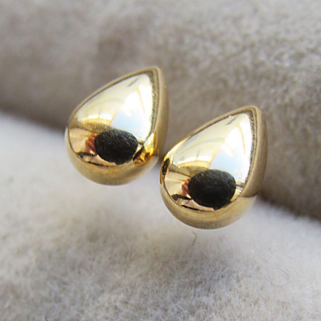 18K ドロップピアス K18 18金 刻印 スタッド 日本製 しずく Ｍ