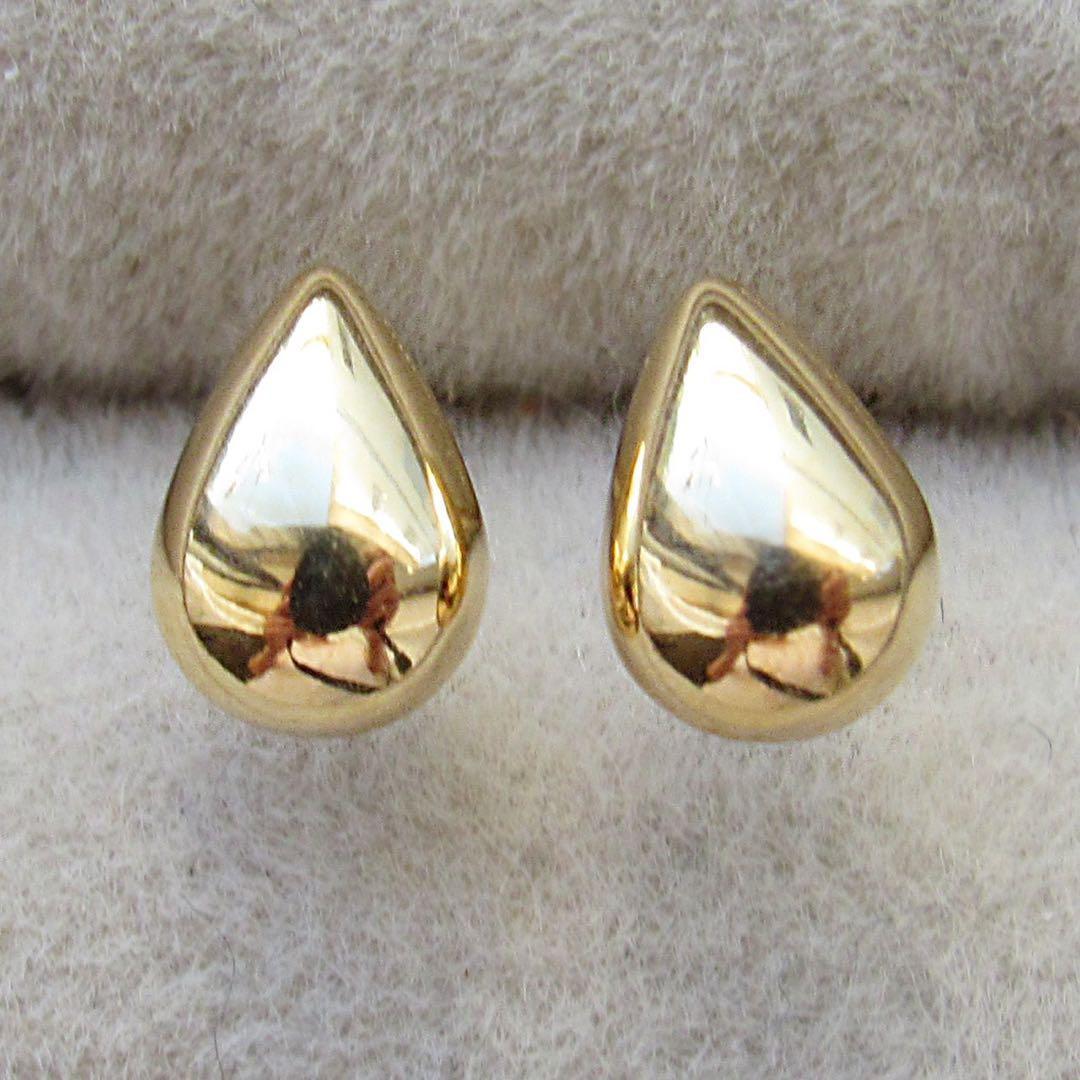 18K ドロップピアス K18 18金 刻印 スタッド 日本製 しずく Ｍ