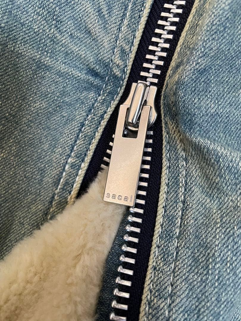 希少　タグ付き　sacai サカイ　ボアデニムジャケット　ジップ　Gジャン