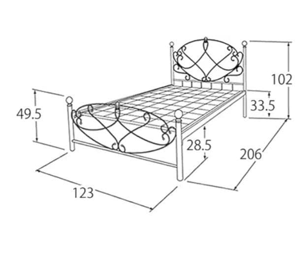 アイアンベッドフレーム　ホワイト セミダブル