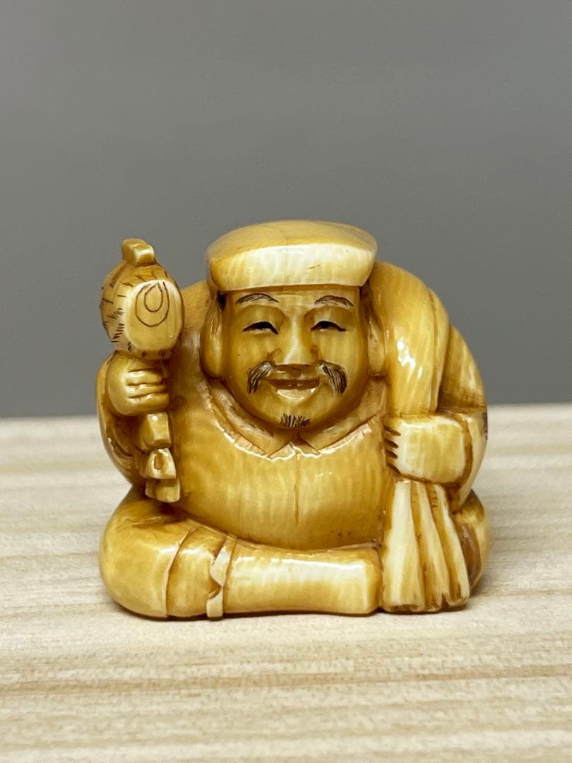 極上人物根付　彫刻　H3-4