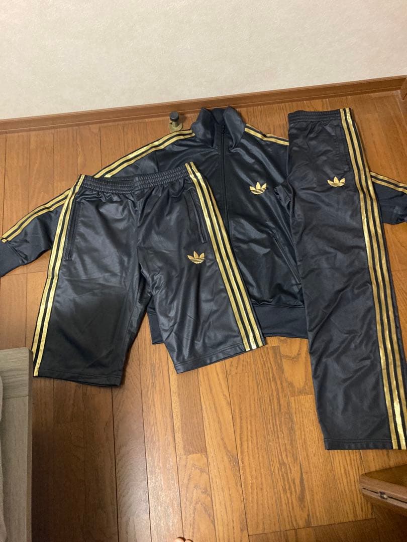 adidas ジャージ　黒金　ファイアーバード　上下下3点セット
