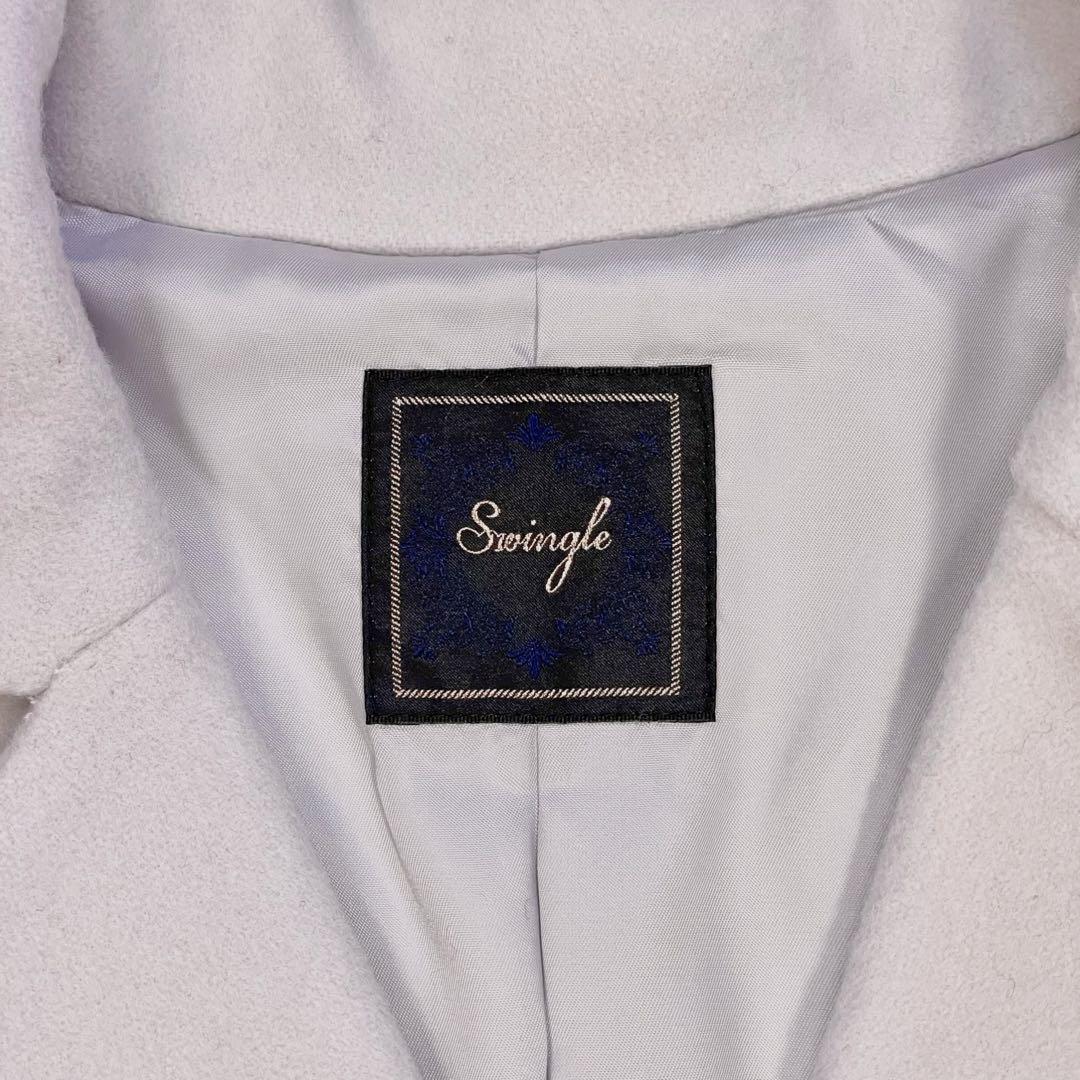 【極美品】SWINGLE パールボタンダブルチェスターロングウールコート M