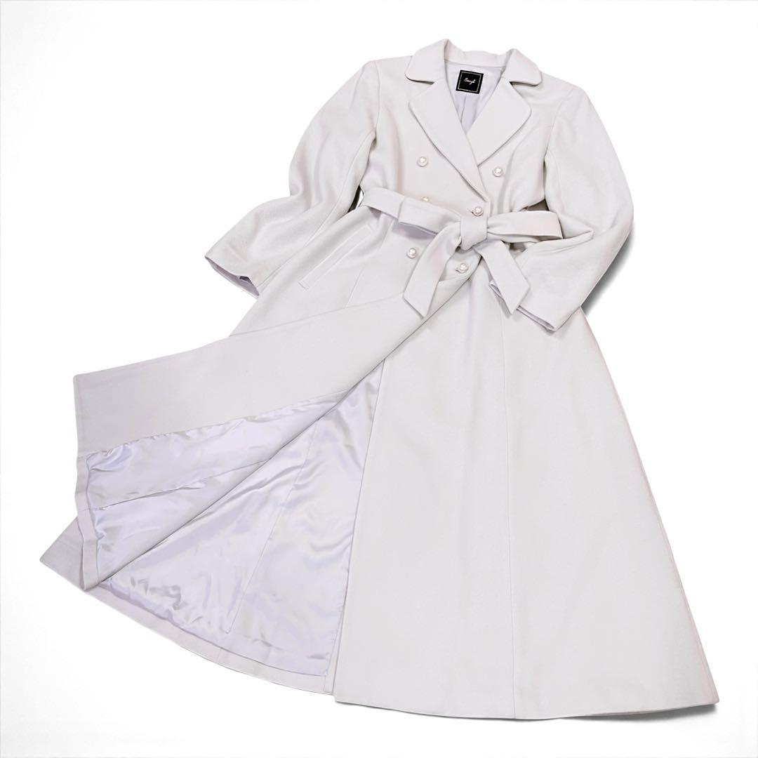 【極美品】SWINGLE パールボタンダブルチェスターロングウールコート M