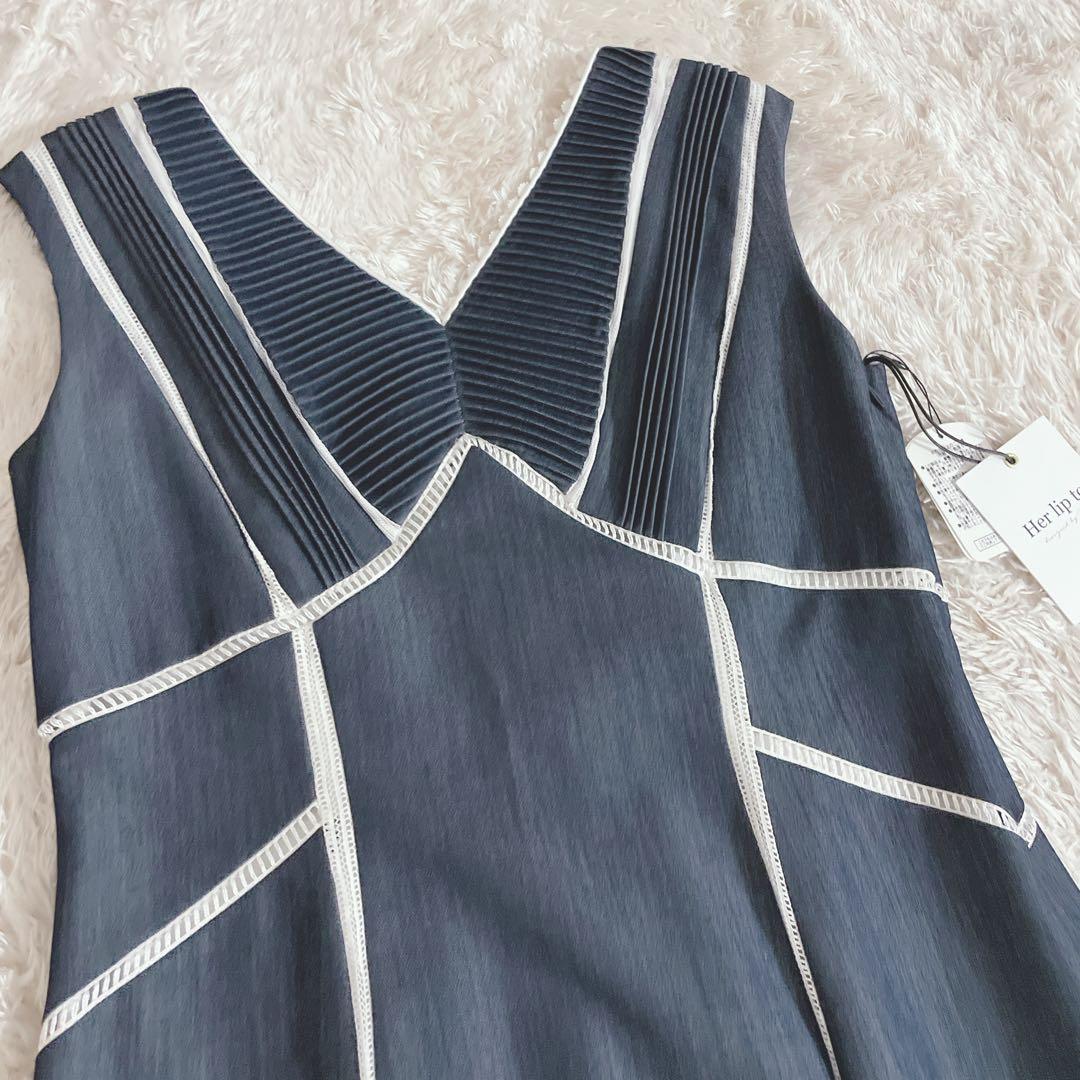 新品 Herlipto Lace Trimmed Chambray Dress