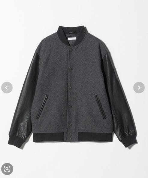 【WARDROBE SMART】グレーメルトン レザーライク スタジャン