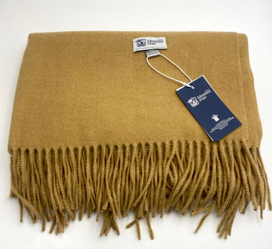 ジョンストンズ オブエルガン カシミヤ100％ 大判 ストール キャメル