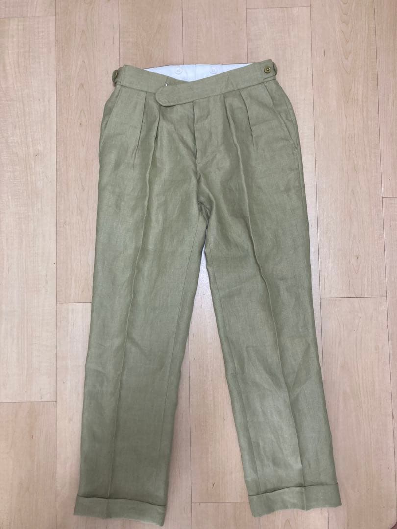 【新品】CORDINGS / リネンヘリンボーン 2プリーツ スラックス