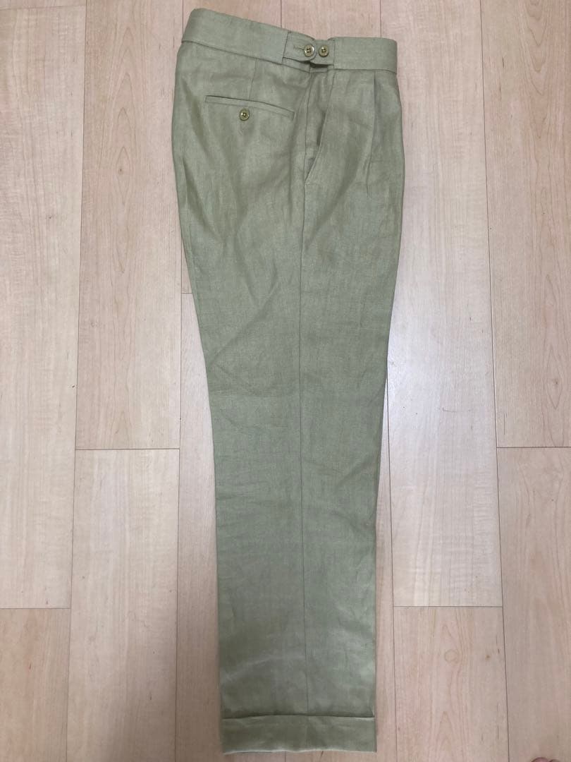 【新品】CORDINGS / リネンヘリンボーン 2プリーツ スラックス