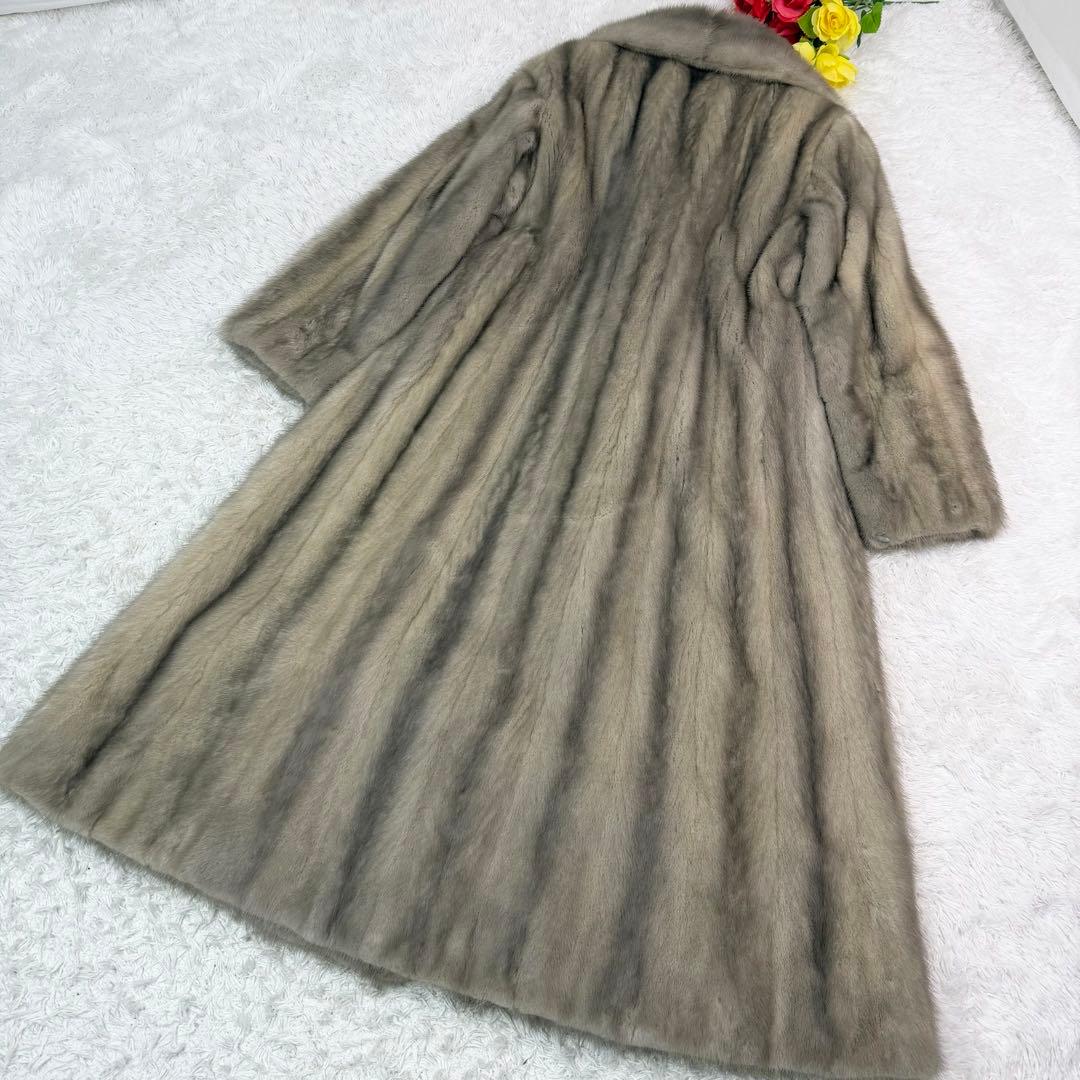 総丈115cm サファイアミンク ロング コート リアルファー 舐めし柔らか