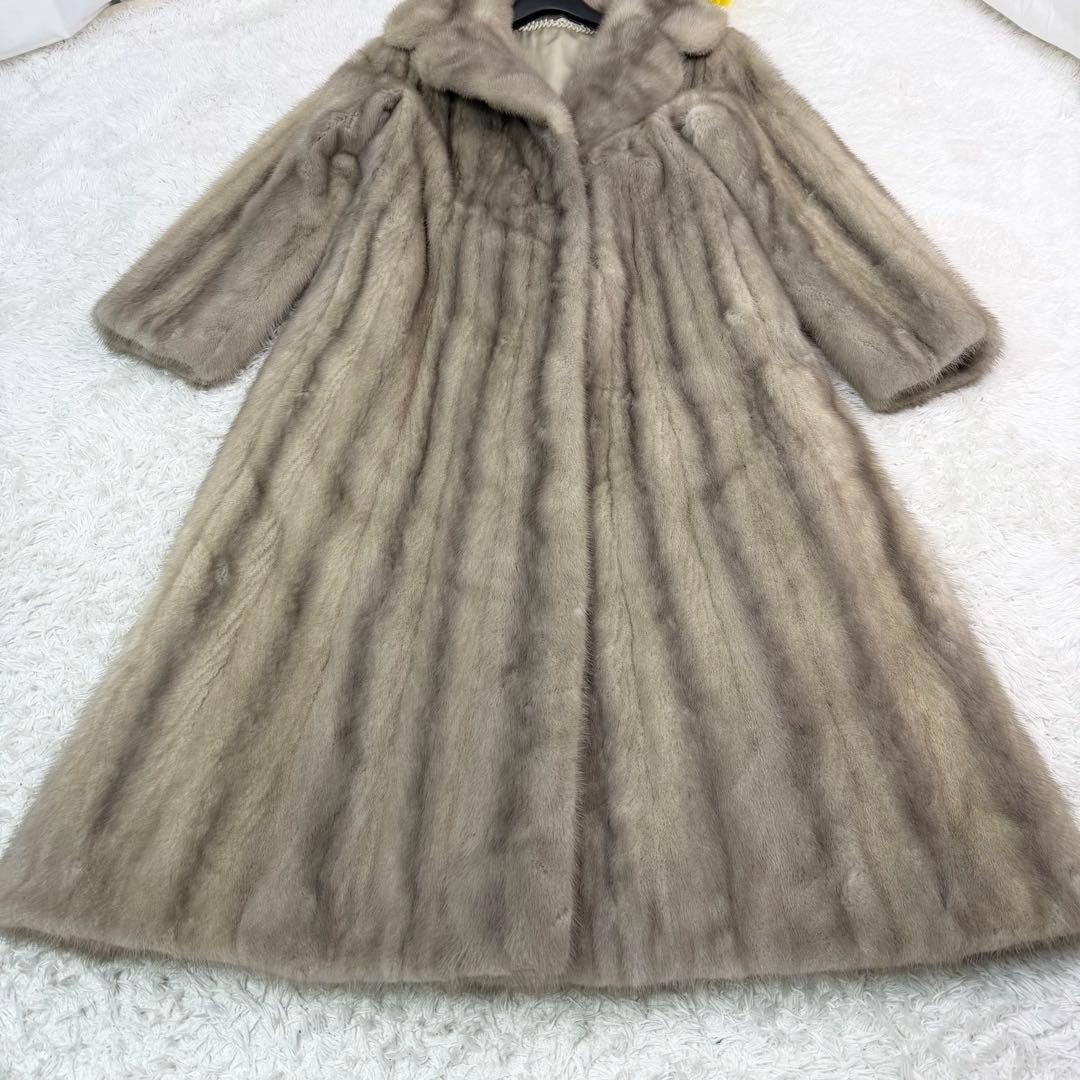 総丈115cm サファイアミンク ロング コート リアルファー 舐めし柔らか