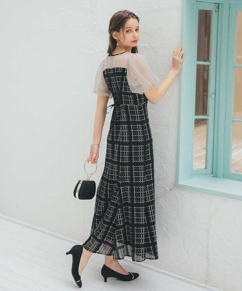 美品 Dorry Doll ドリードール ビスチェ風 ツイード ドレスM 結婚式