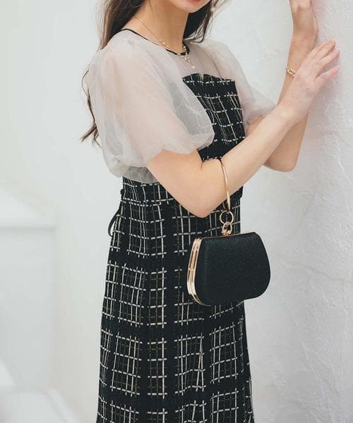 美品 Dorry Doll ドリードール ビスチェ風 ツイード ドレスM 結婚式