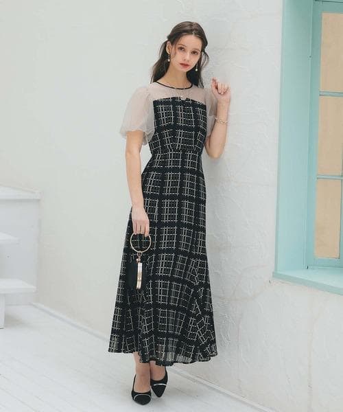 美品 Dorry Doll ドリードール ビスチェ風 ツイード ドレスM 結婚式