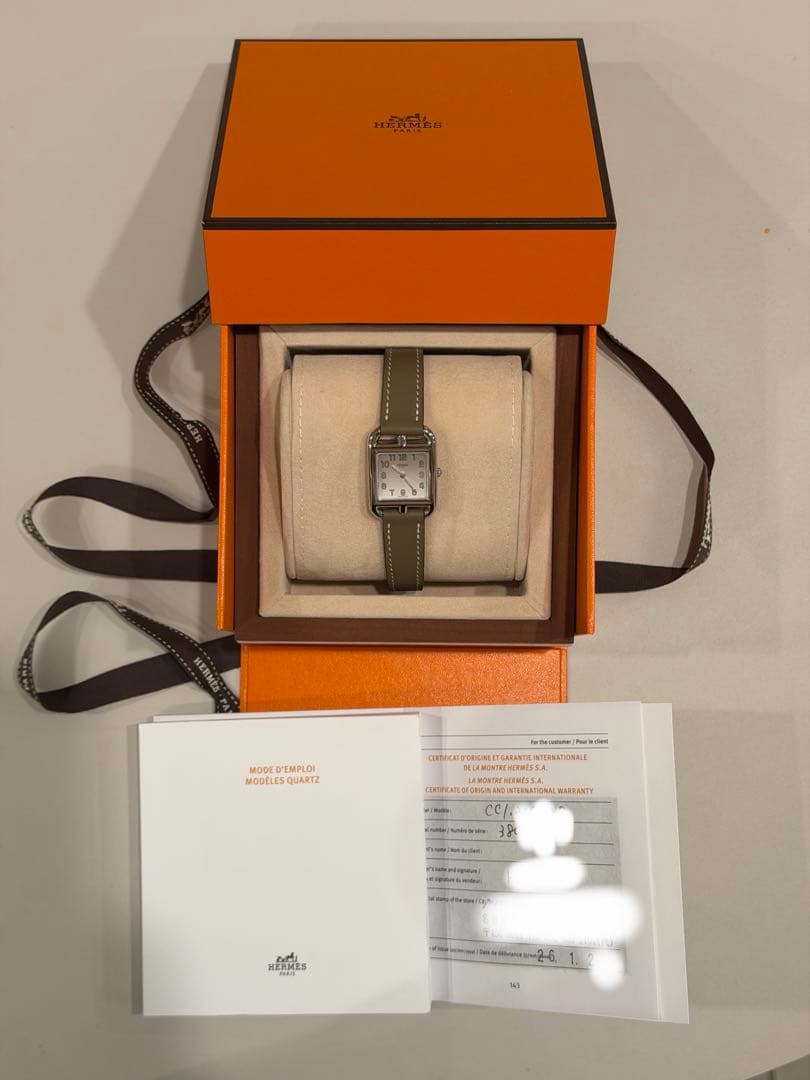 新品未使用　エルメス ケープコッド エトゥープ 腕時計　ストラップ脱着金具付き