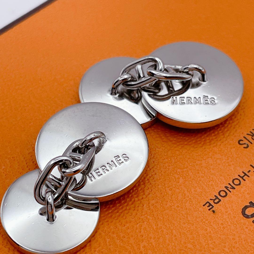 HERMES カフリンクス　サークル　Hロゴ　カフス　エルメス　ブラック