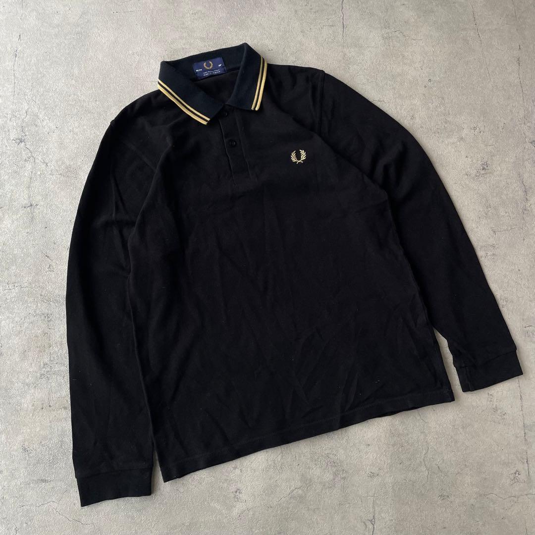 FRED PERRY フレッドペリー ポロシャツ 長袖 イングランド製 黒金