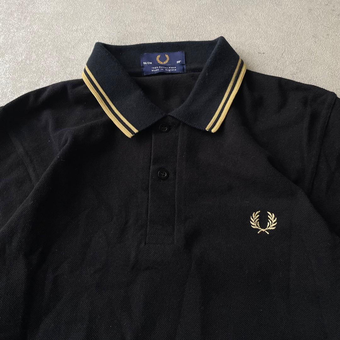 FRED PERRY フレッドペリー ポロシャツ 長袖 イングランド製 黒金