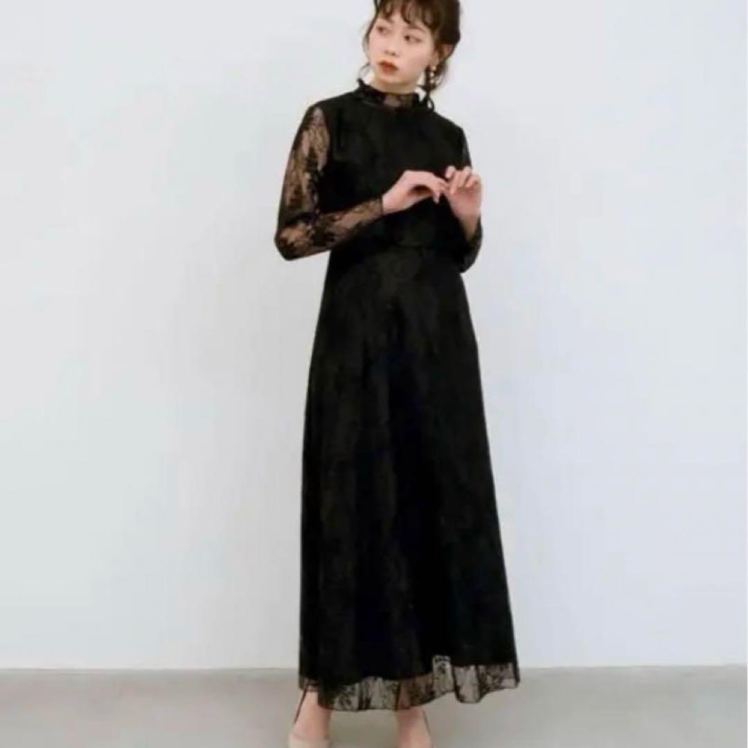 kaene カエン　オールレースメロウワンピース　総レース　ドレス　黒　40