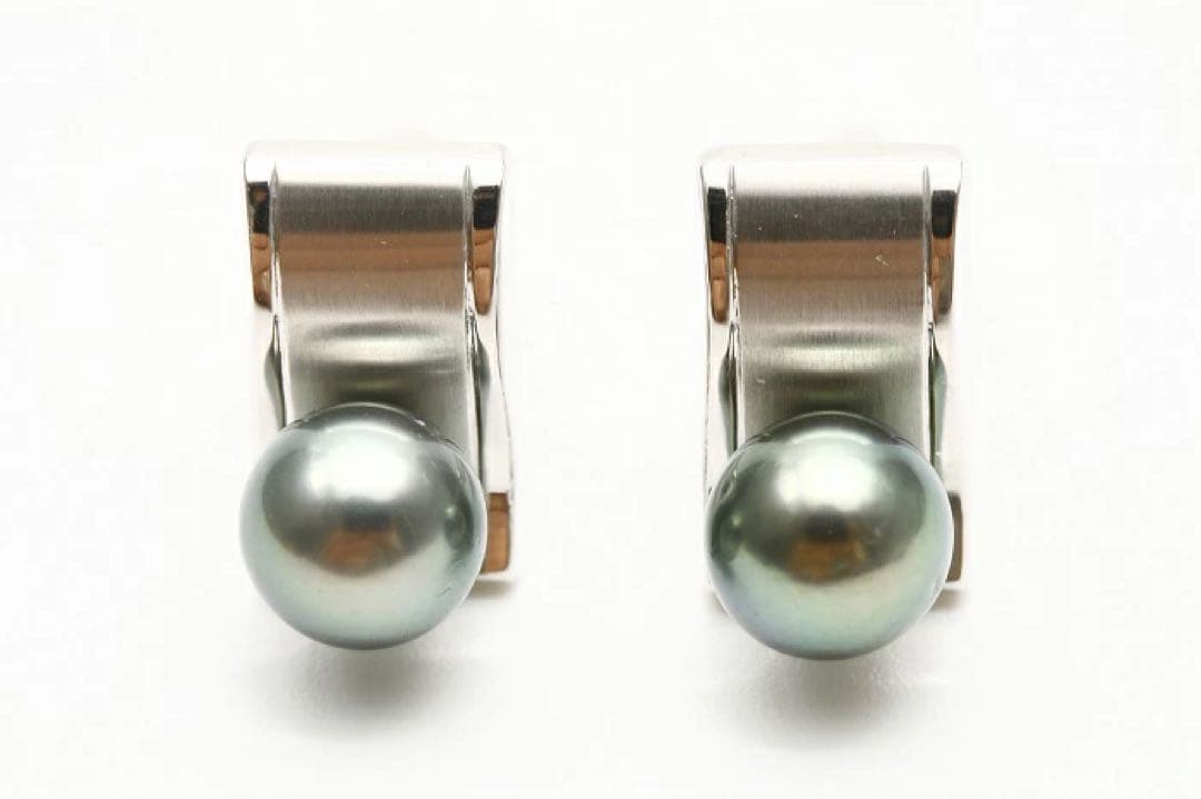 タヒチ黒蝶真珠パールカフス　10mm　グリーンブラックカラー