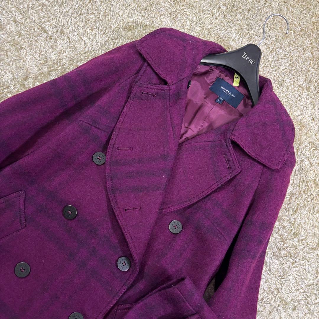 バーバリーロンドン　チェック柄　イタリア製　ウール　モヘヤ　ウール　コート