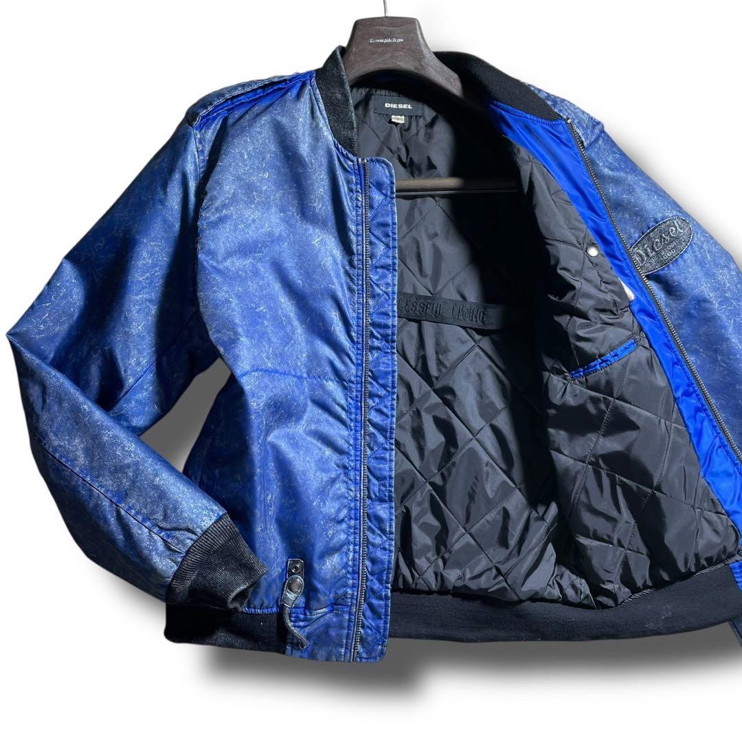 美品■DIESEL フライトジャケット　MA-1 ワッペン　ブルー　L