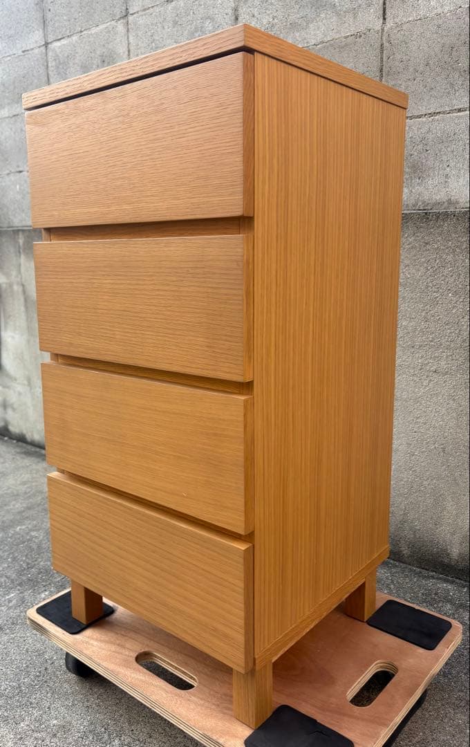 【廃盤 希少品】無印良品 ４段チェスト 足つき タモ材 値下げ！