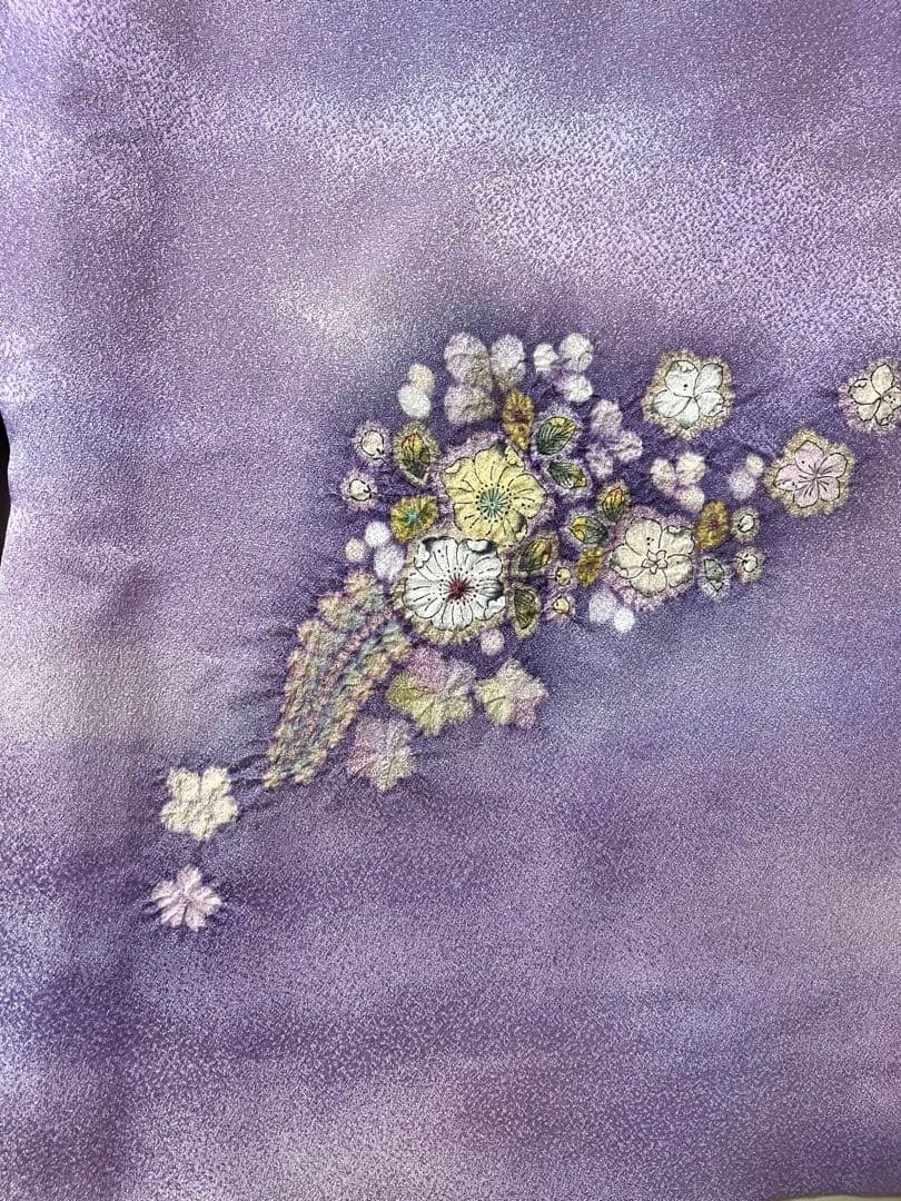 桐屋 翠山工房 藤色 丹後ちりめん 辻が花 訪問着 正絹 状態良好