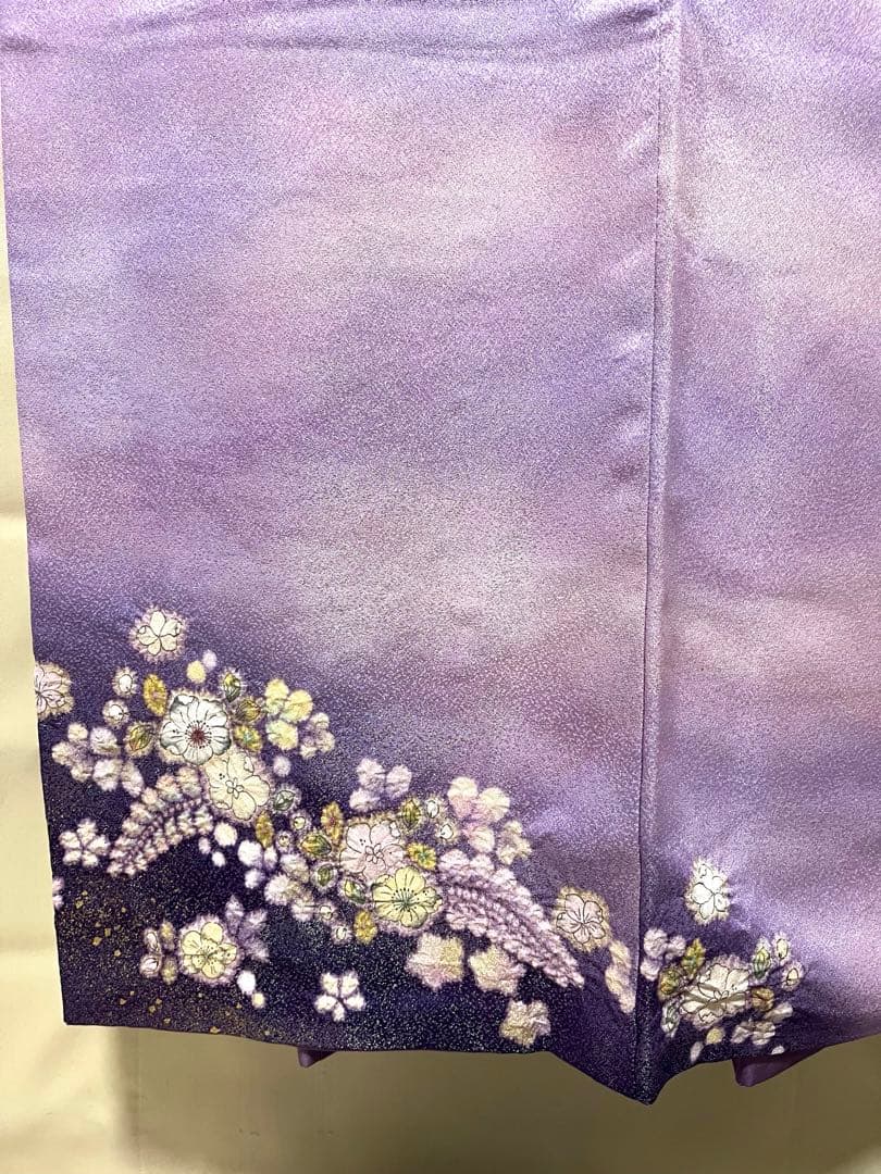 桐屋 翠山工房 藤色 丹後ちりめん 辻が花 訪問着 正絹 状態良好