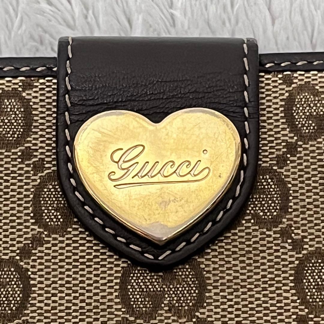 人気✨GUCCI グッチ 長財布 GG柄 キャンバス ラブリーハート ゴールド