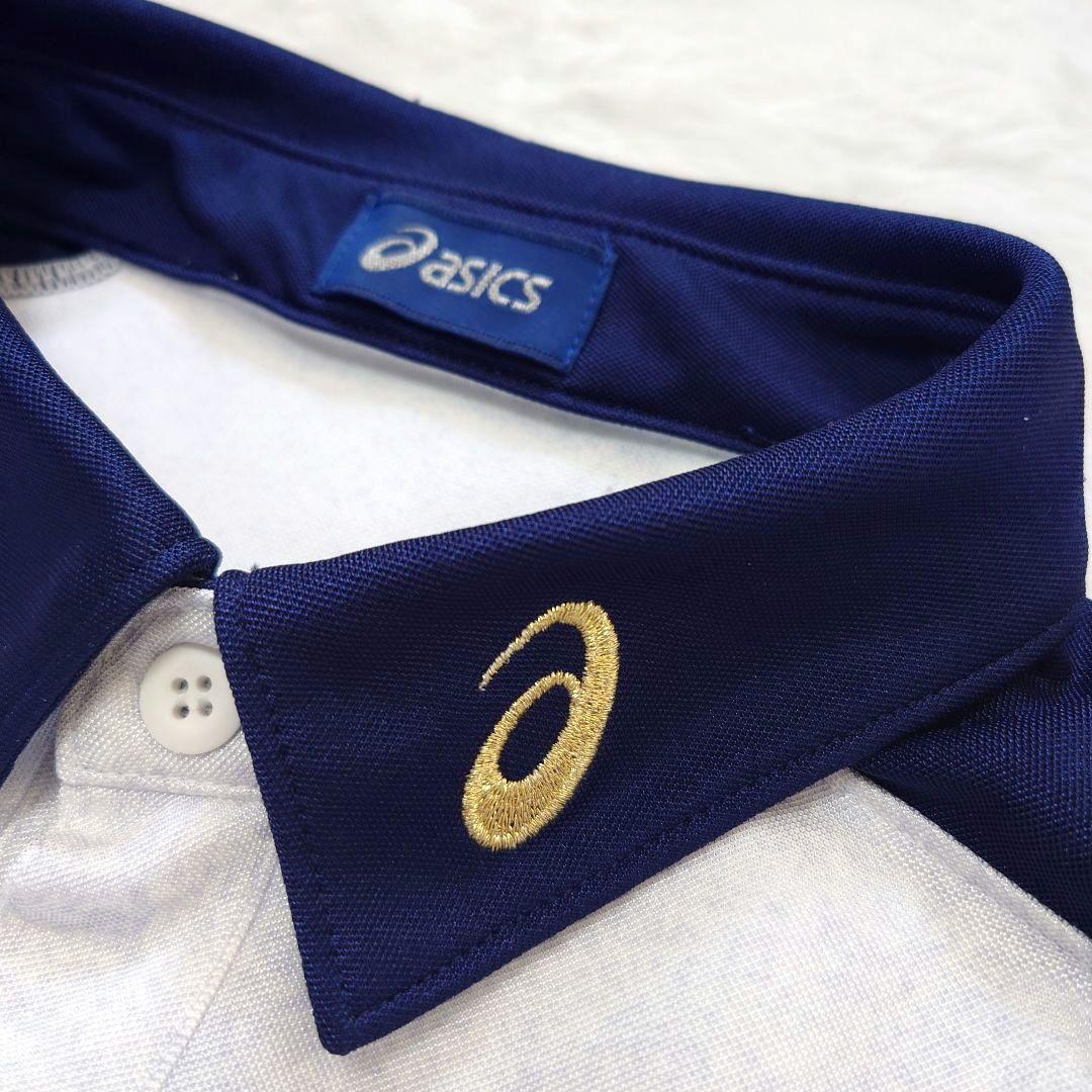 【良品】asics 日本バレーボール協会 長袖ポロシャツ グレー Mサイズ