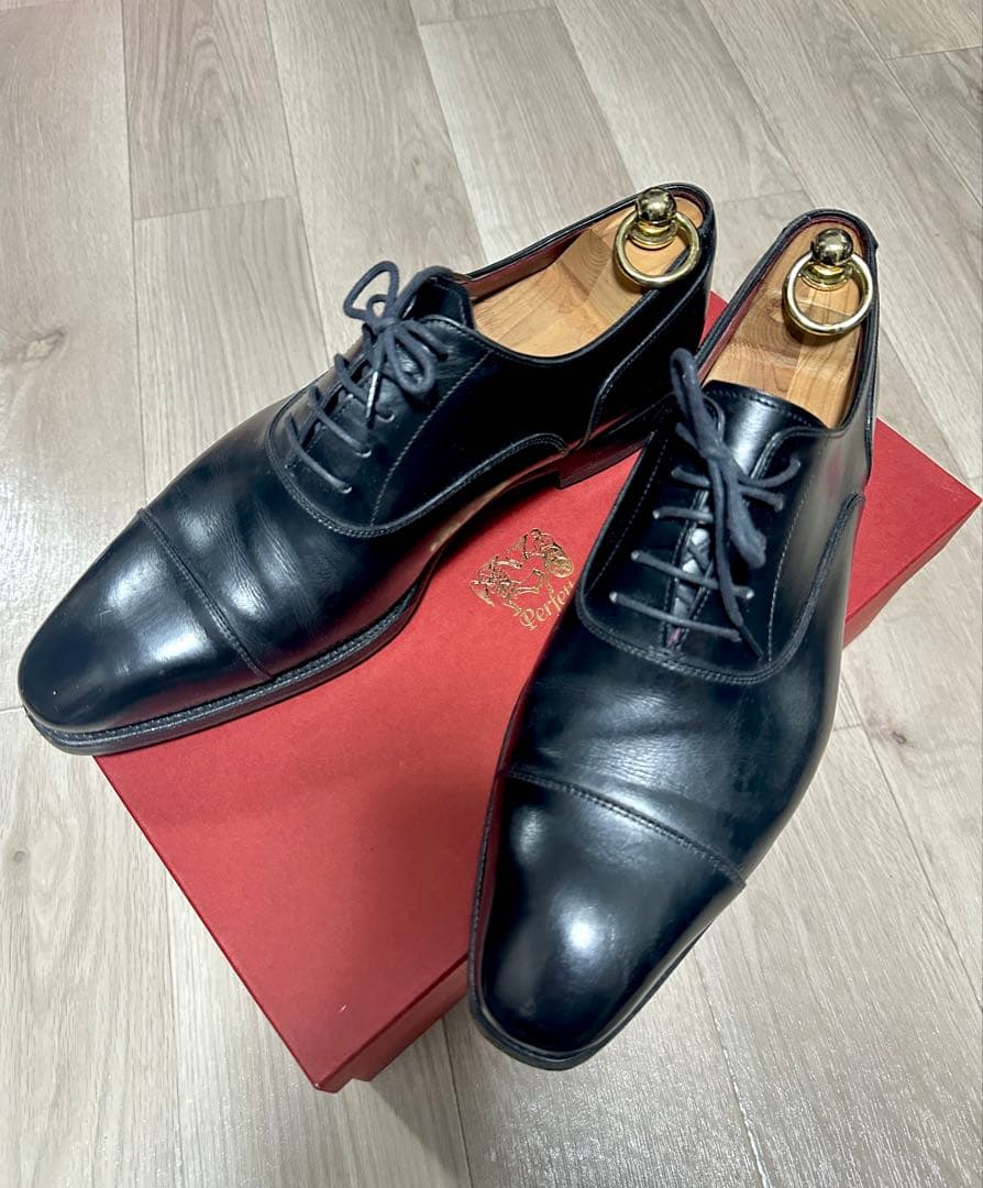 日本製 Perfetto ペルフェットストレートチップ革靴箱・シューツリー付