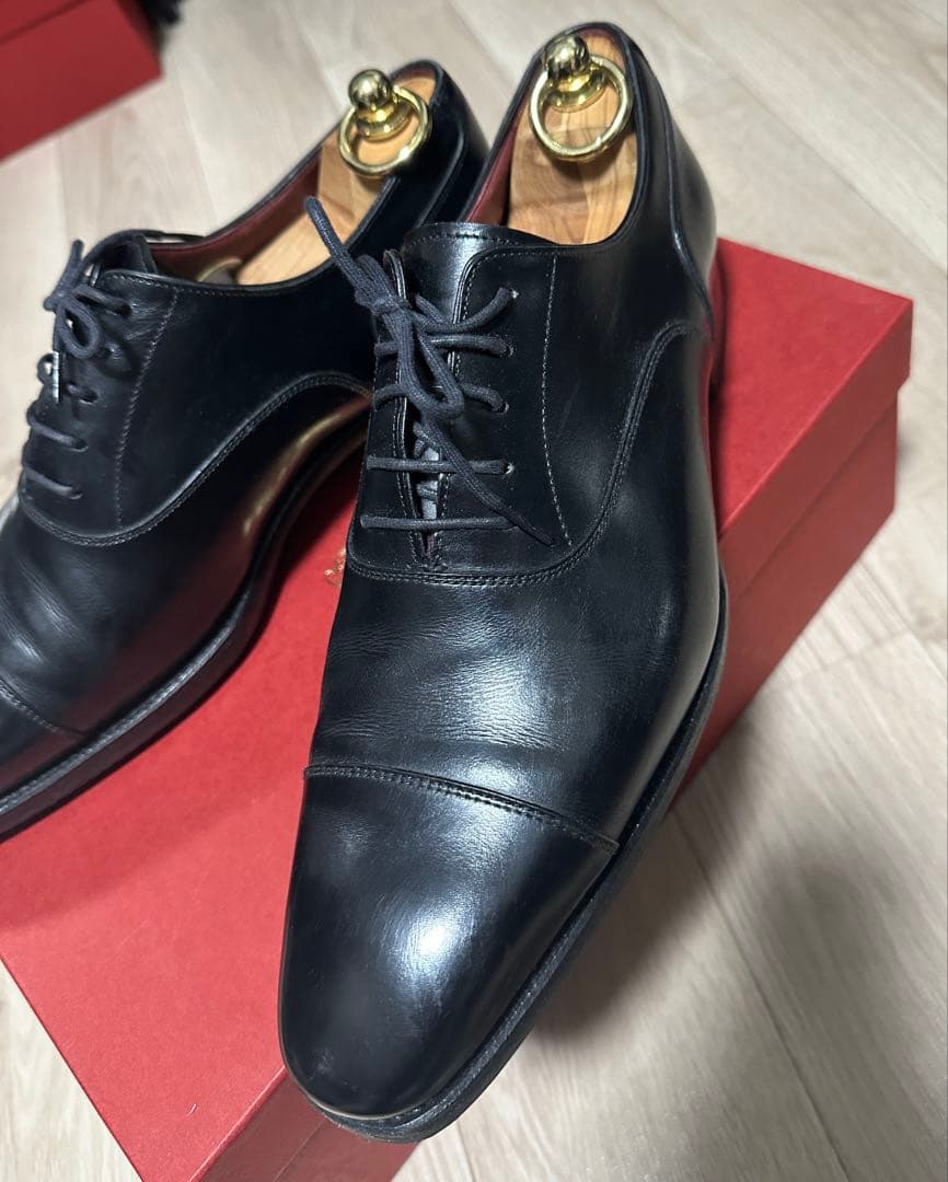 日本製 Perfetto ペルフェットストレートチップ革靴箱・シューツリー付