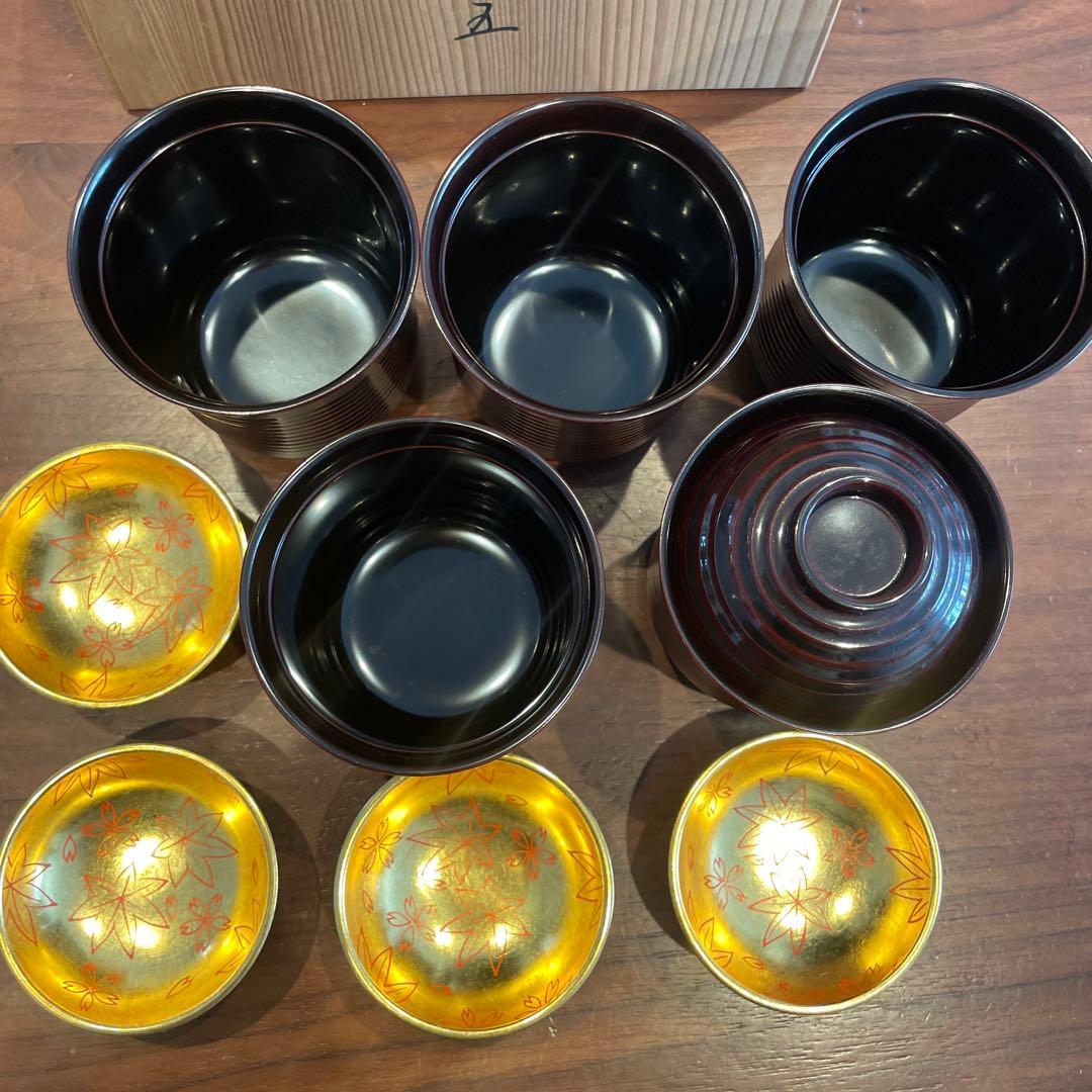 越前塗 吸い物椀 小吸物椀 五客セット 溜塗り蓋付き椀