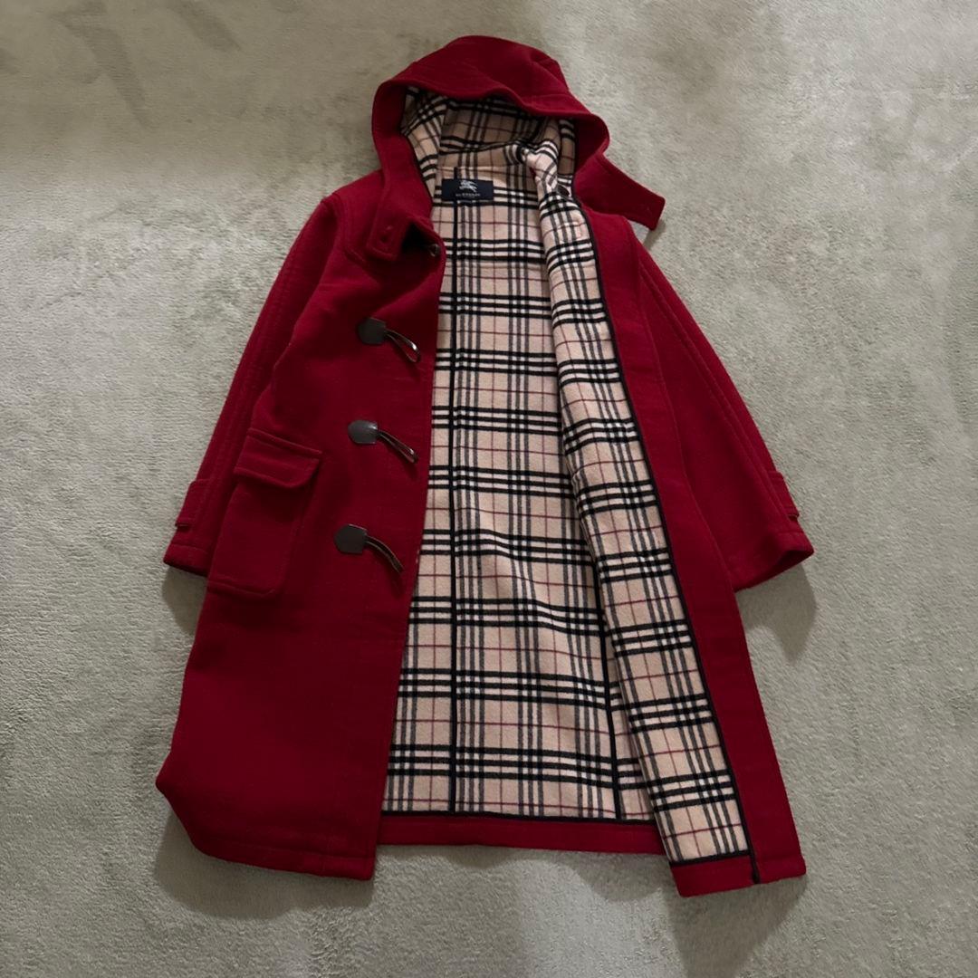 ✨希少✨ バーバリー ダッフルコート ノバチェック 本革 赤 150