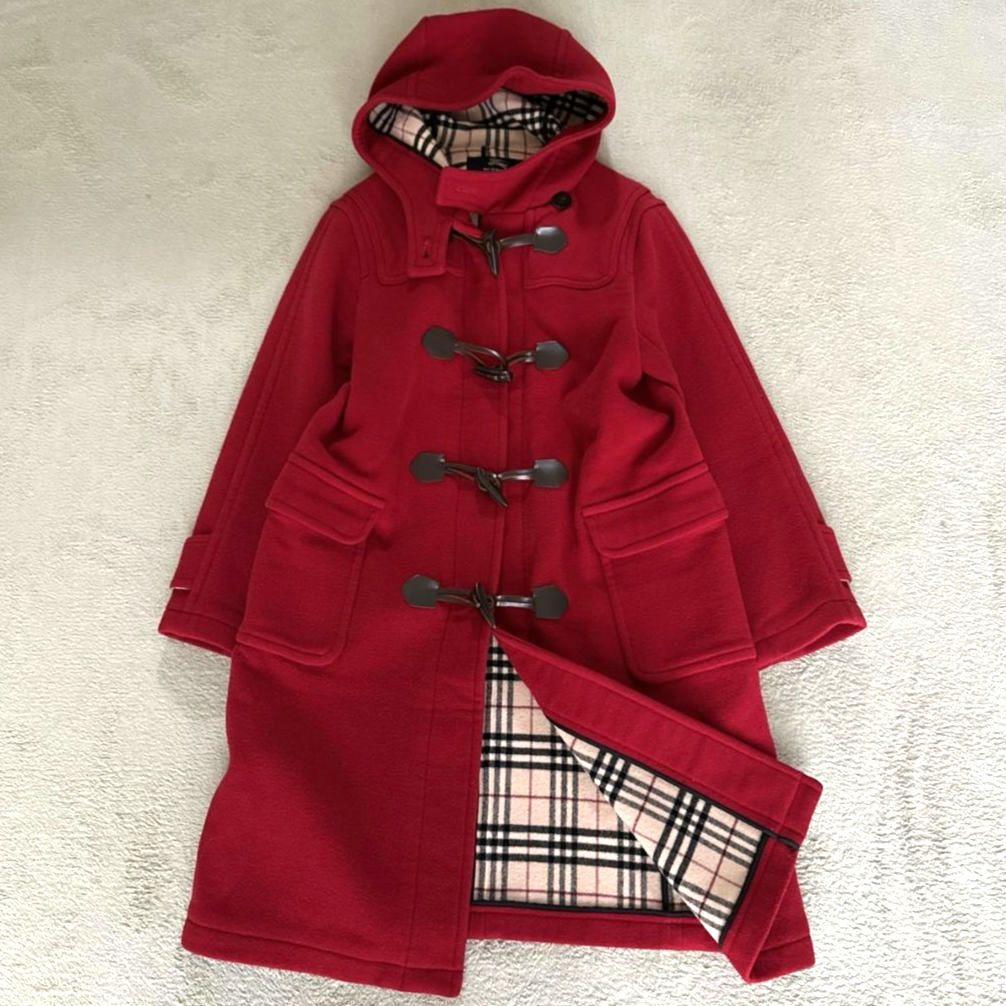 ✨希少✨ バーバリー ダッフルコート ノバチェック 本革 赤 150