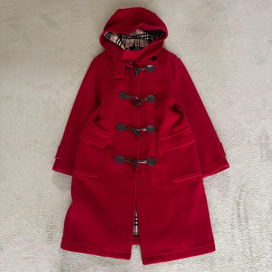 ✨希少✨ バーバリー ダッフルコート ノバチェック 本革 赤 150