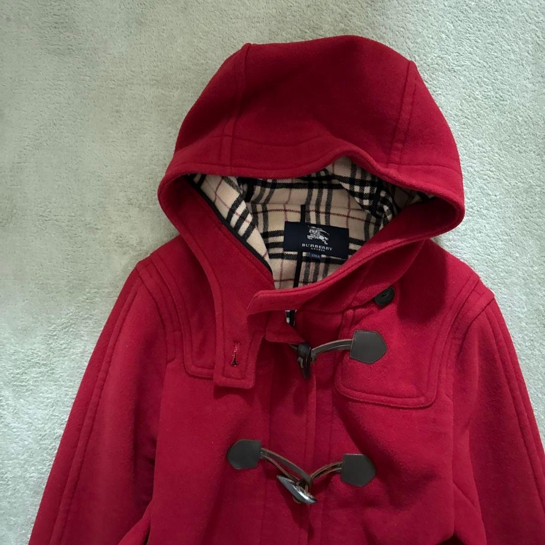 ✨希少✨ バーバリー ダッフルコート ノバチェック 本革 赤 150