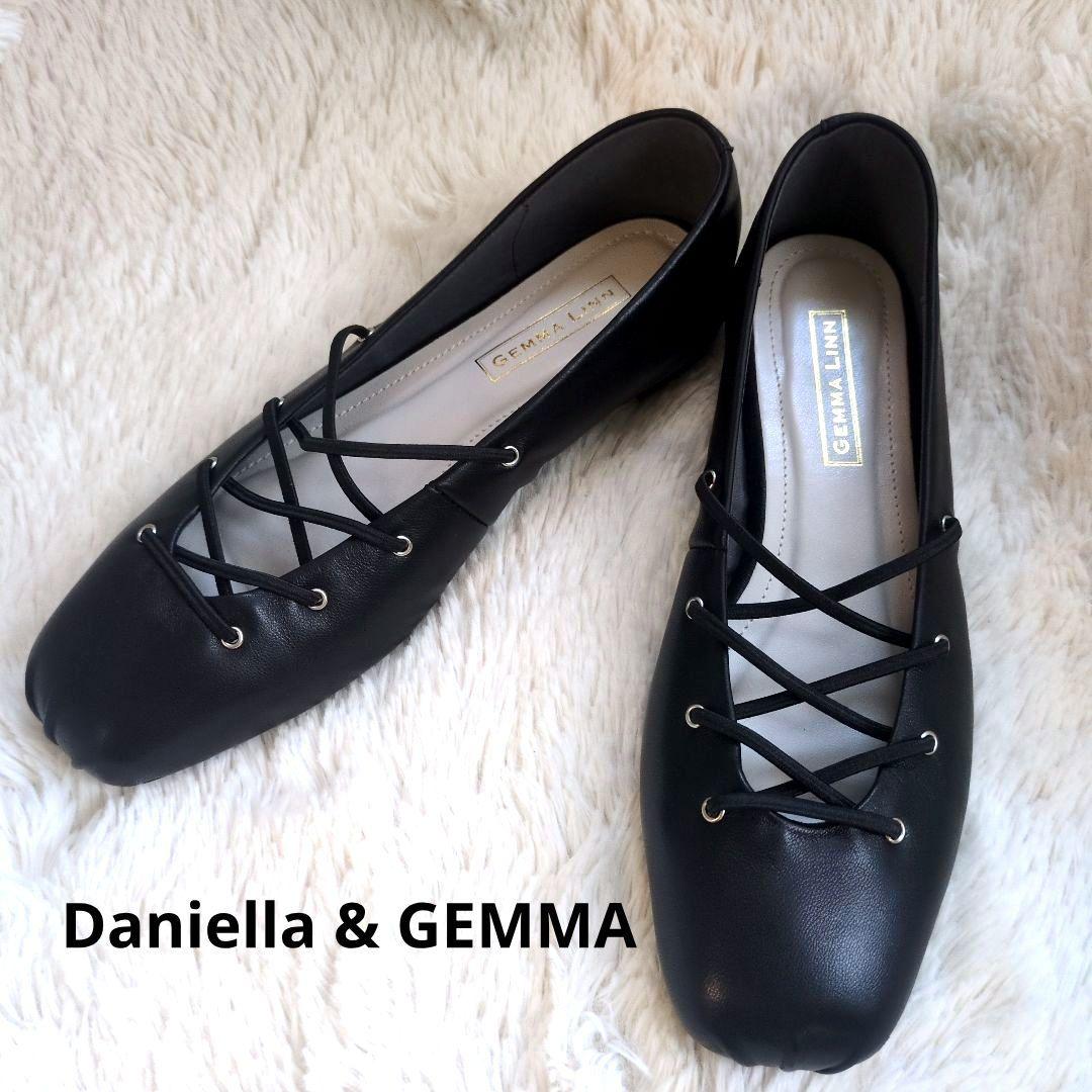 超美品 Daniella & GEMMA ゴムクロス バレエシューズ
