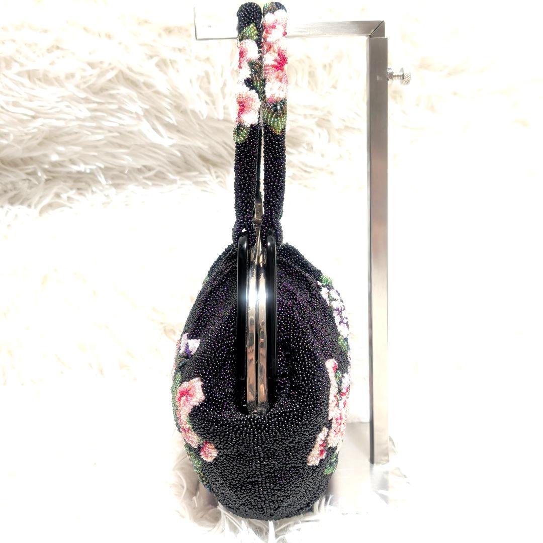 美品！　ビーズバッグ　手刺繍 花　カラフル　鮮やか　和装