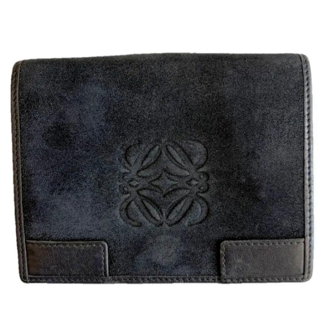 蜜柑　LOEWE スエード 三つ折り財布（ブラック）