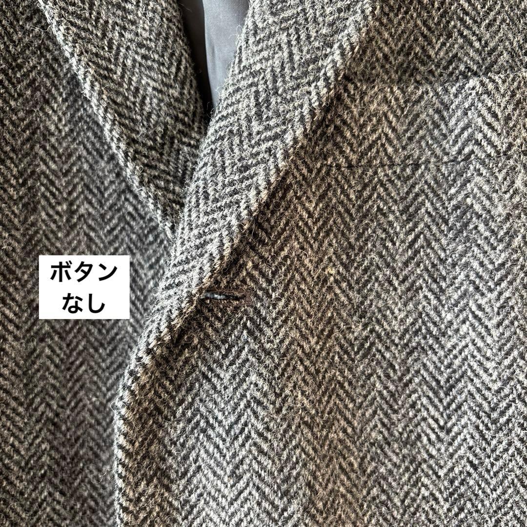 ハリスツイード［M］上品シック◎ウール100%◎高級◎ヘリンボーン柄ウールコート