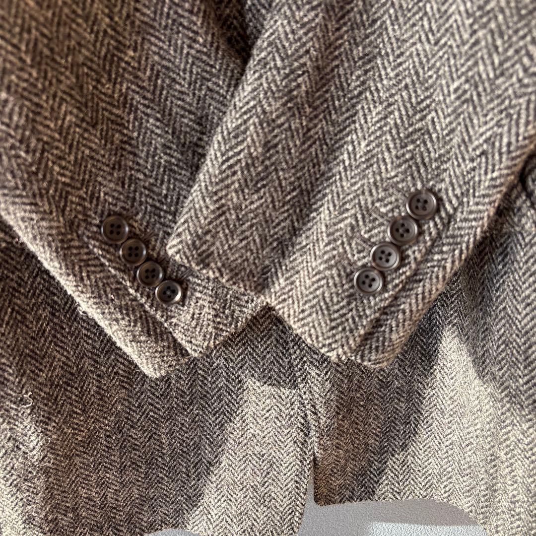 ハリスツイード［M］上品シック◎ウール100%◎高級◎ヘリンボーン柄ウールコート