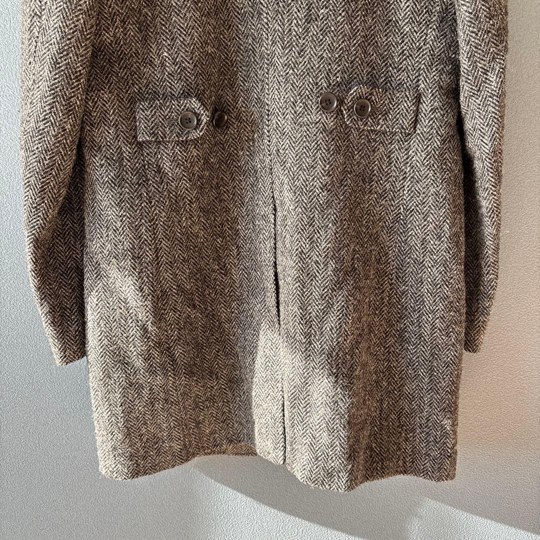 ハリスツイード［M］上品シック◎ウール100%◎高級◎ヘリンボーン柄ウールコート